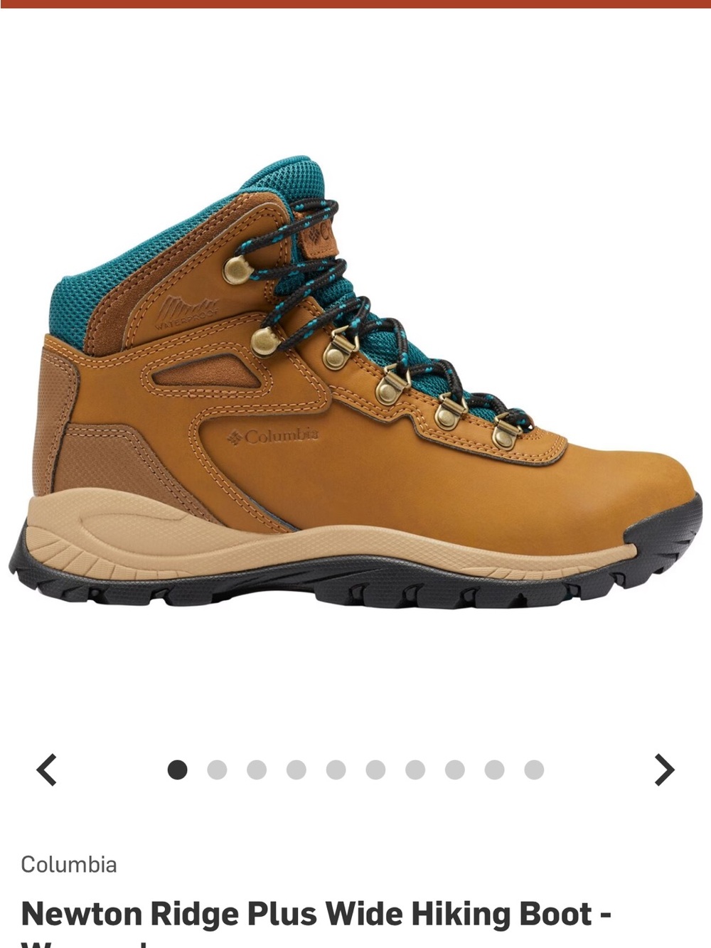 Columbia Tan Hiking Boot with Teal Mesh Collar